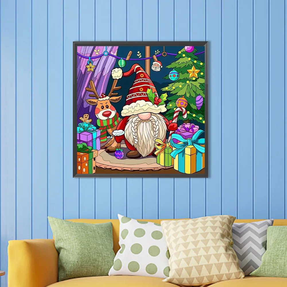Partial AB Diamond Painting - Full Round Drill - Christmas Gnome(Canvas|45*45cm)