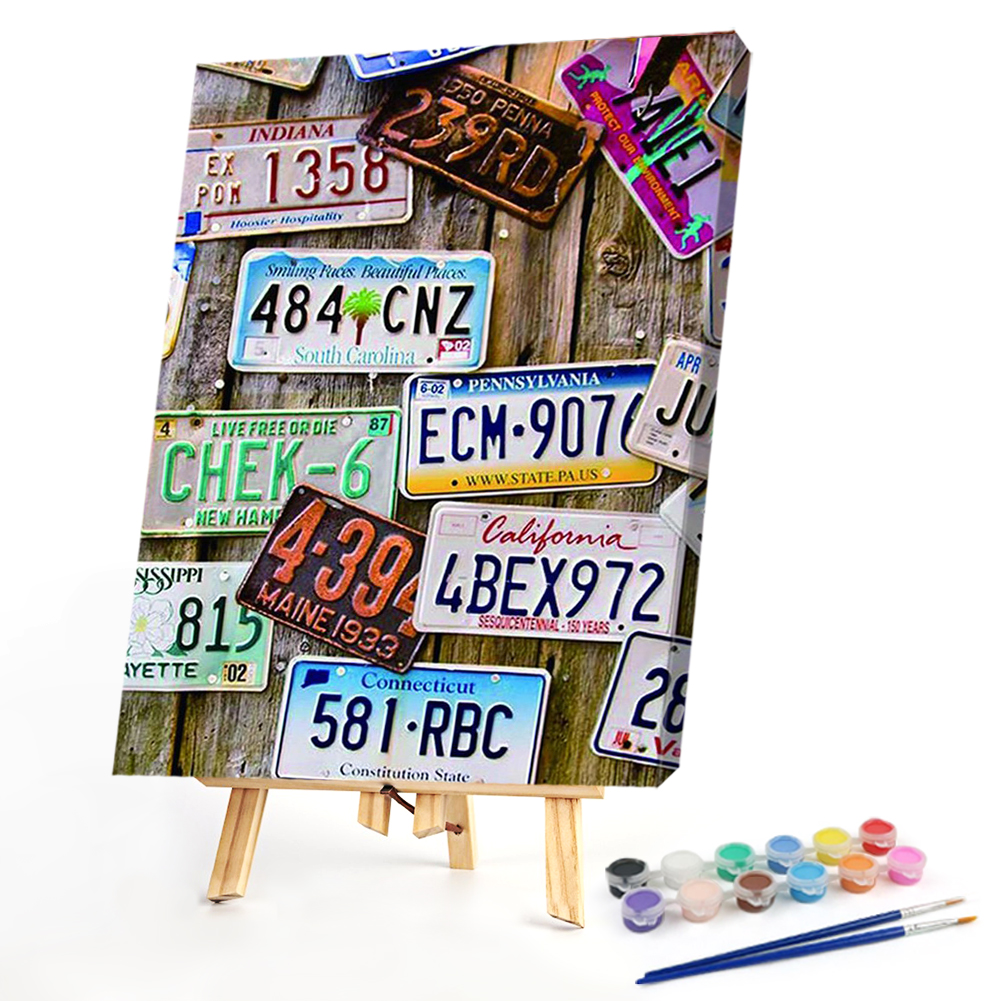 

40*50CM - Paint By Numbers - License Plate, 501 Original