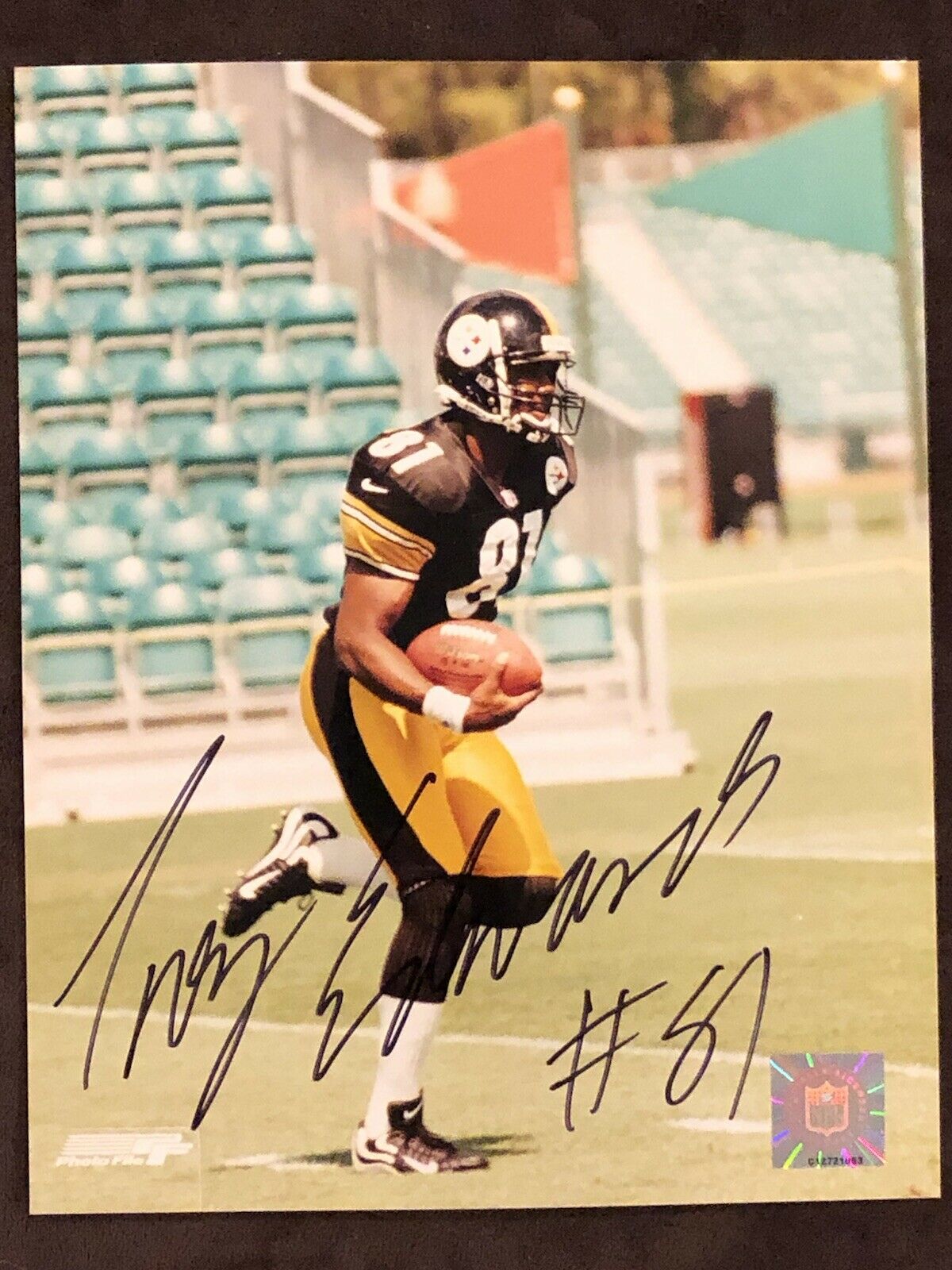 Troy Edwards AUTOGRAPH PITTSBURGH STEELERS Signed 8x10 Photo Poster painting #1 Draft Pick