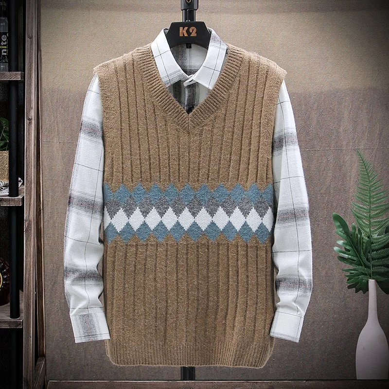 V-Neck Loose Sweater Vest Men's Sweater