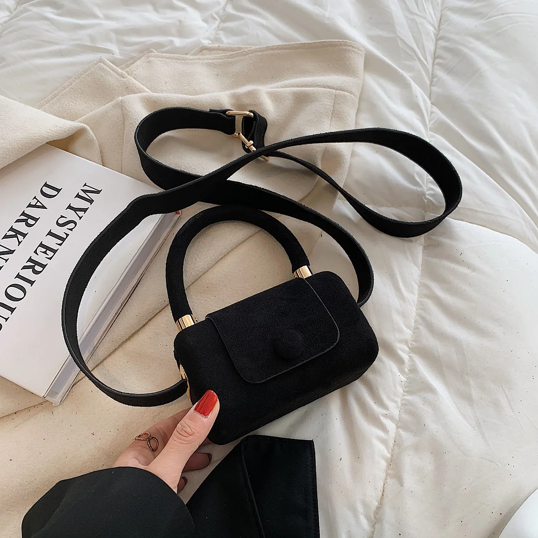 էѧӧܧ Small Vintage Faux suede Underarm Baguette Shoulder Crossbody Bags For Women 2021 Winter Simple Handbags and Purses