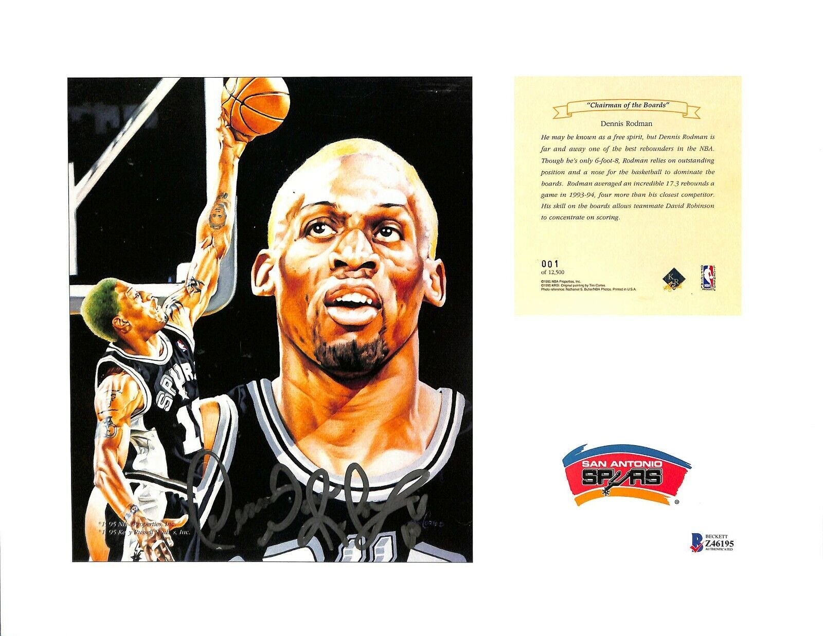 DENNIS RODMAN Signed Autographed 11X14 Photo Poster painting SAN ANTONIO SPURS