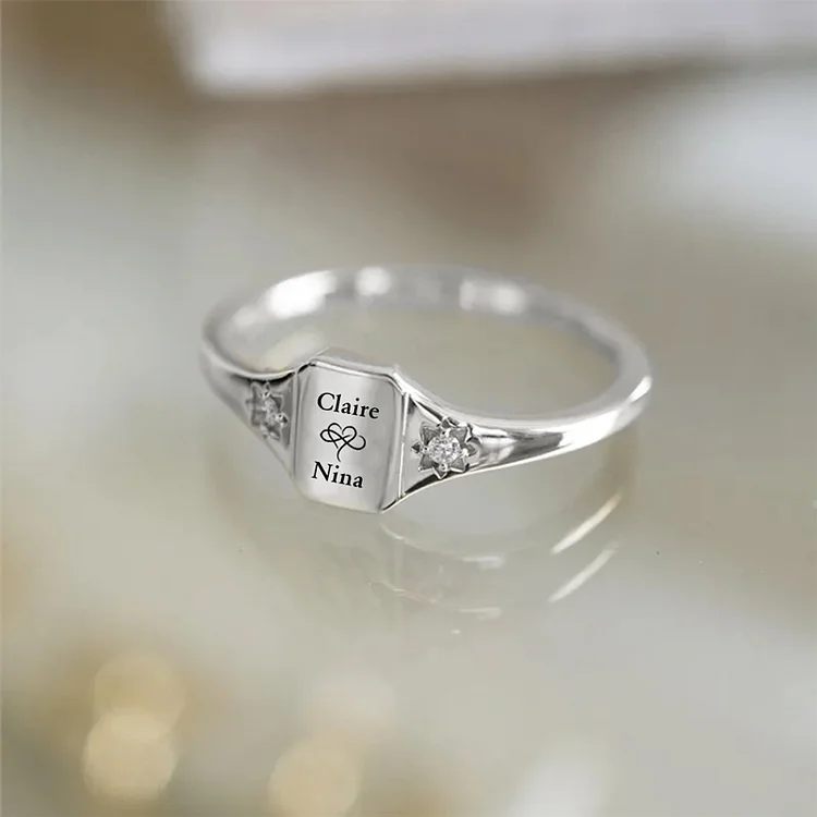 Mother & Daughter Forever Linked Forever Loved Custom Name Ring