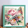 Jewel Butterfly And Peony-11CT Stamped Cross Stitch 45*45cm/17.72*17.72in