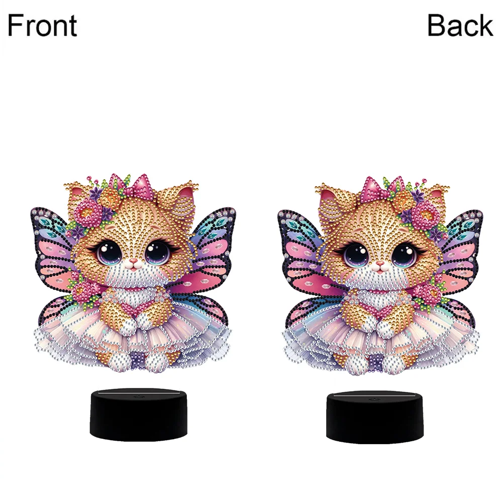 DIY Butterfly Cat Diamond Painting Night Light Diamond Art Lamp Home Decoration