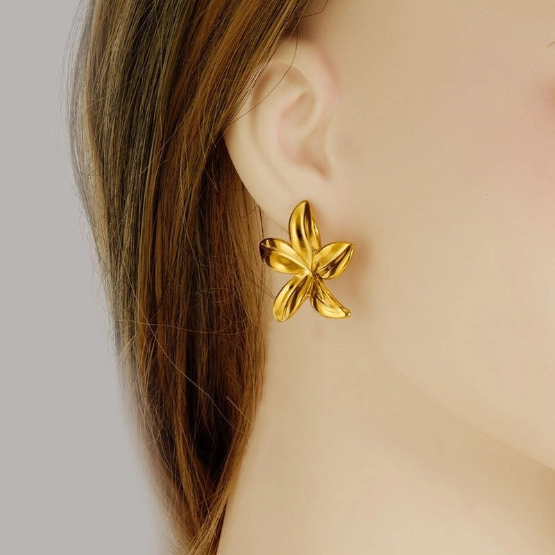 1 Pair Casual Minimalist Streetwear Floral Irregular Plating 304 Stainless Steel Ear Studs