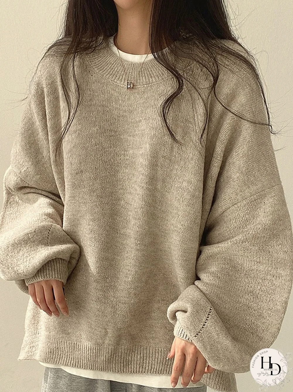 Oversized Split Hem Pullover Sweater