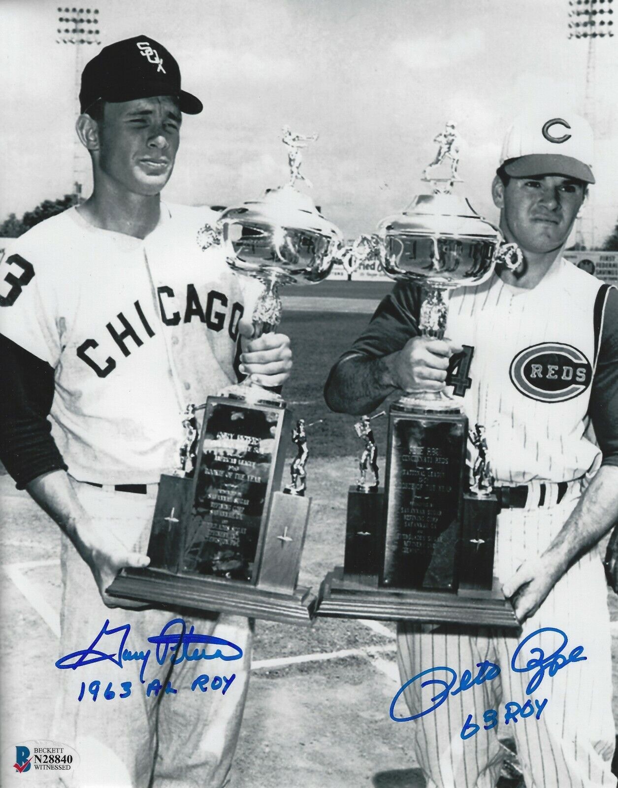 Autographed 8x10 GARY PETERS White Sox & PETE ROSE Reds Photo Poster painting - Beckett COA