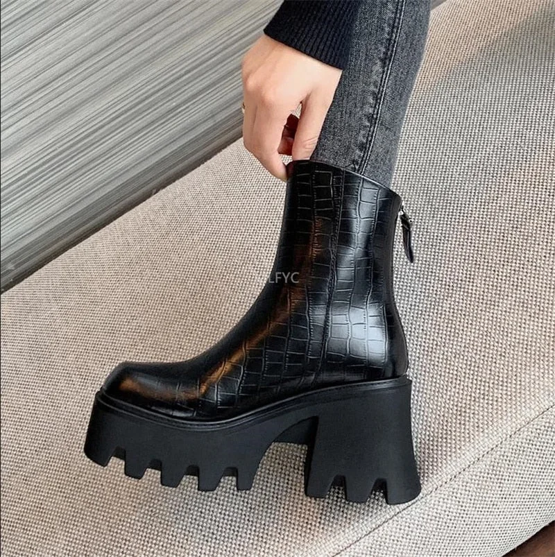 Super high heel autumn and winter short boots children's platform thick-soled Chelsea boots new height increase Martin boots