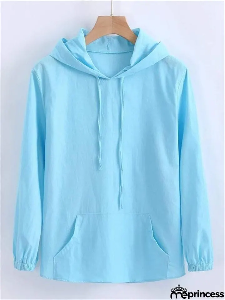 Casual Cotton Linen Long&nbsp;Sleeve Mens Lightweight Hoodie