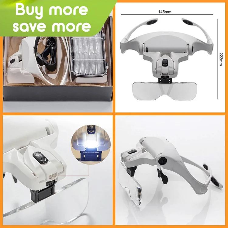 Magnifying Glasses Loupe Headband Magnifier with LED Light Jeweler Tools