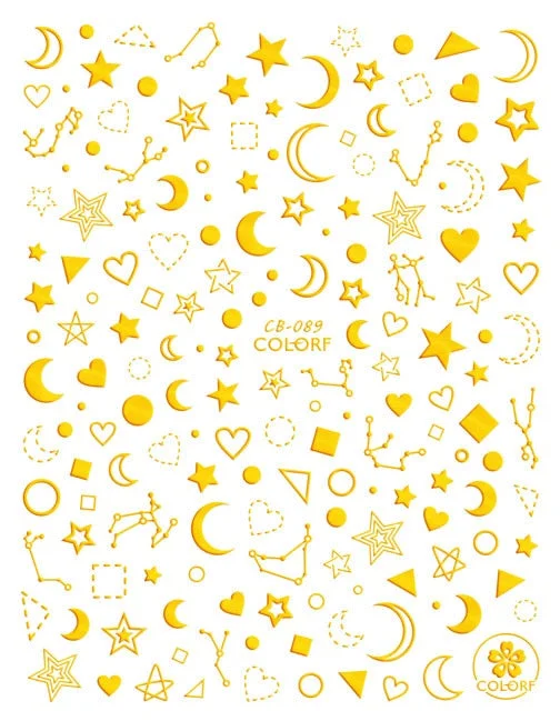 3D Nail Art Sticker Decoration Shadow Moon DIY Sticker Decals Tips Manicure Design Constellation Stars Adhesive Sticker for Nail