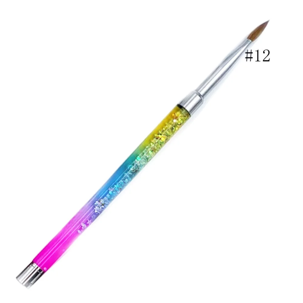 1PC Crystal Acrylic Nail Art Brush No 8/10/12/14 UV Gel Carving Pen Brush Liquid Powder DIY Nail Drawing Liquid Glitter Handle-Nail Inspo