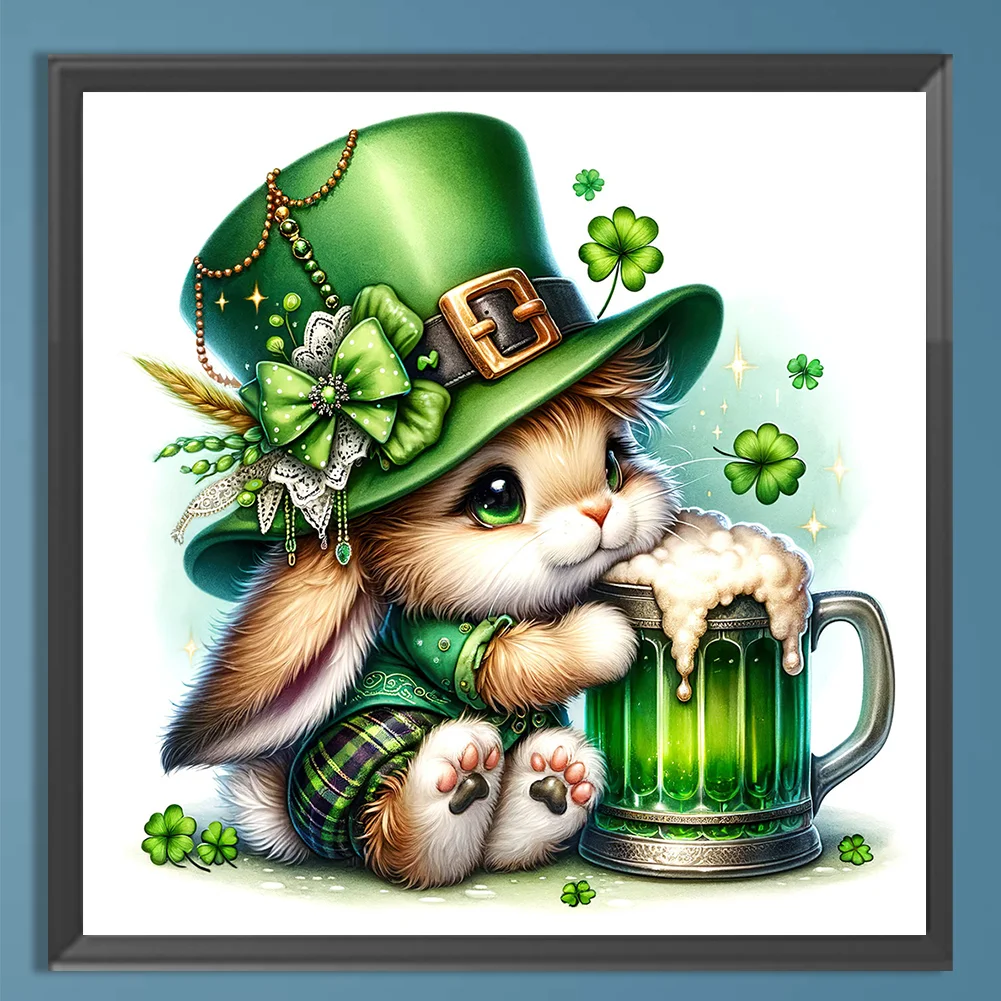 Diamond Painting - Full Square Drill - St. Patrick's Day Rabbit(Canvas|35*35cm)