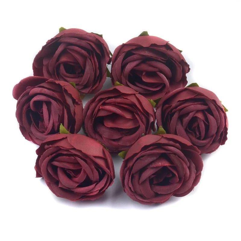 3/20pcs 4cm Artificial Silk Tea Rose Flower Head For Wedding Home Decoration DIY Wreath Scrapbook Fake Flowers Wall Craft