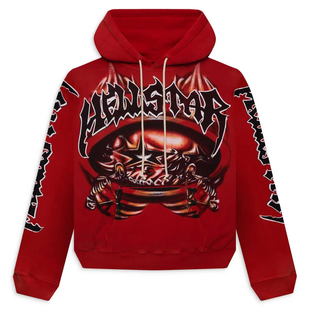Hellstar Halloween Skeleton Airbrushed Cotton Long Sleeve Hoodie