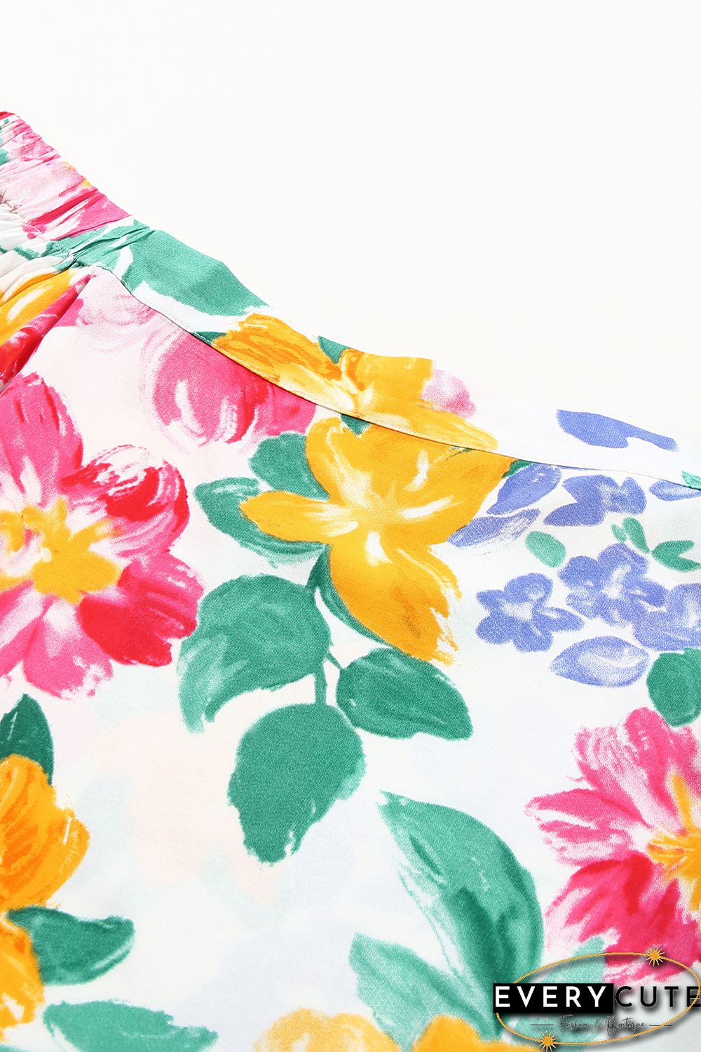 White Water Painting Flowers Sexy Off Shoulder Top