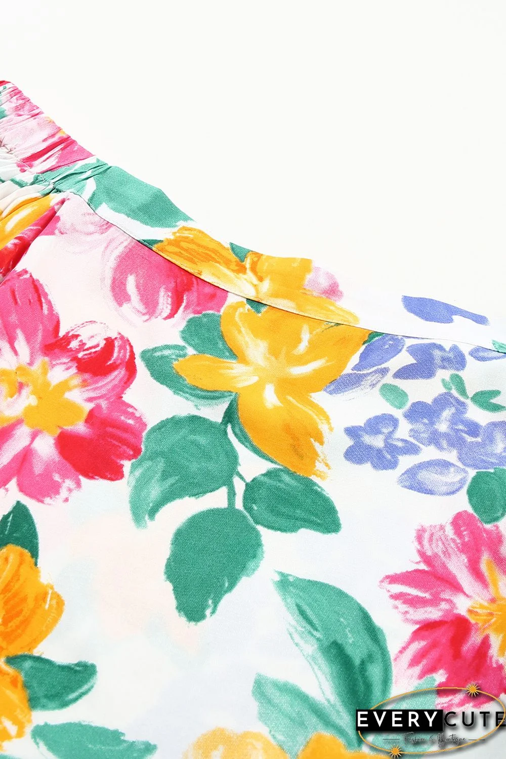 White Water Painting Flowers Sexy Off Shoulder Top