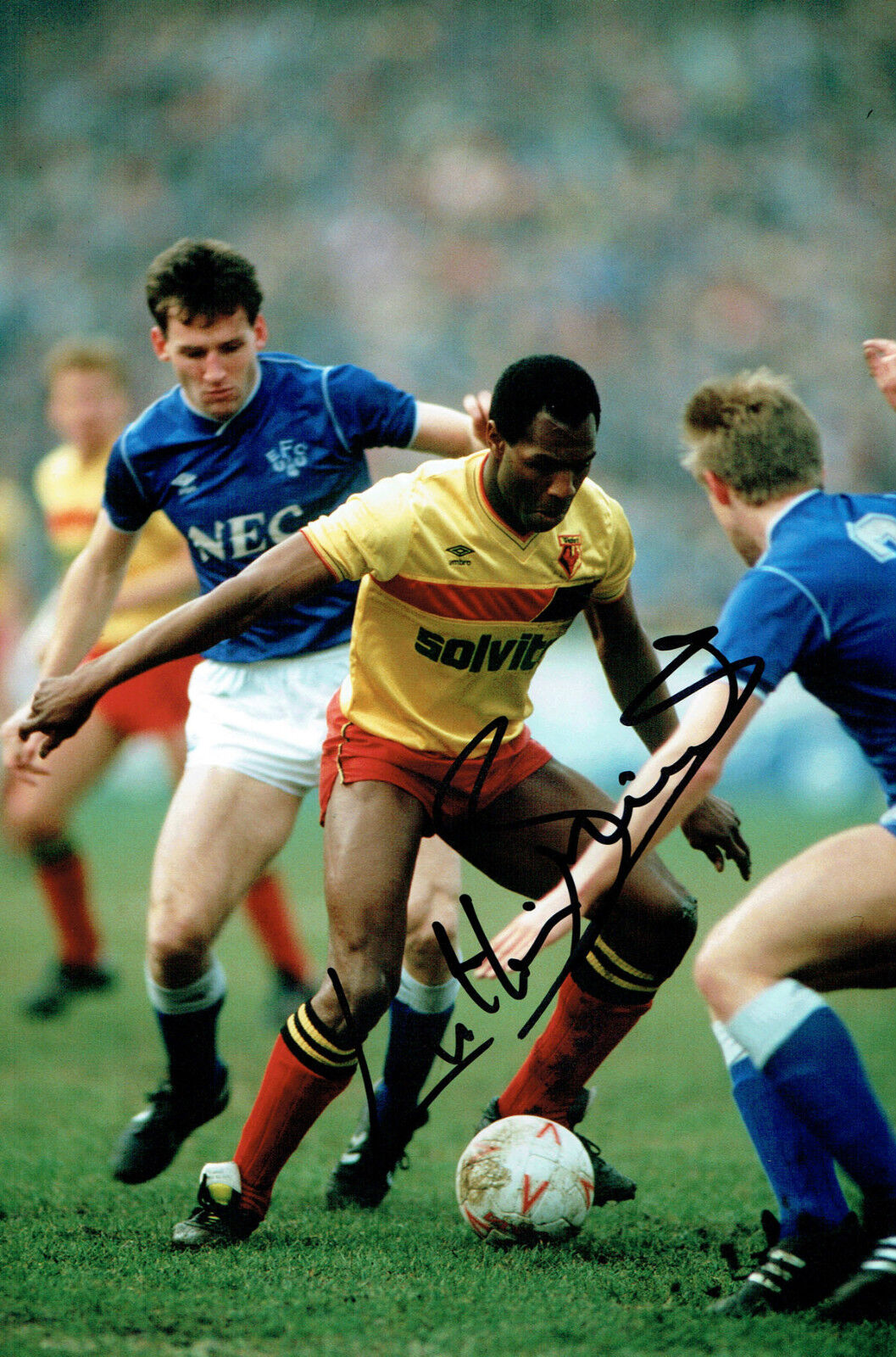 Luther BLISSETT SIGNED Autograph 12x8 Photo Poster painting Watford & England Striker AFTAL COA