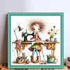 Sewing Machine Girl-11CT Stamped Cross Stitch 40*40cm/15.75*15.75in