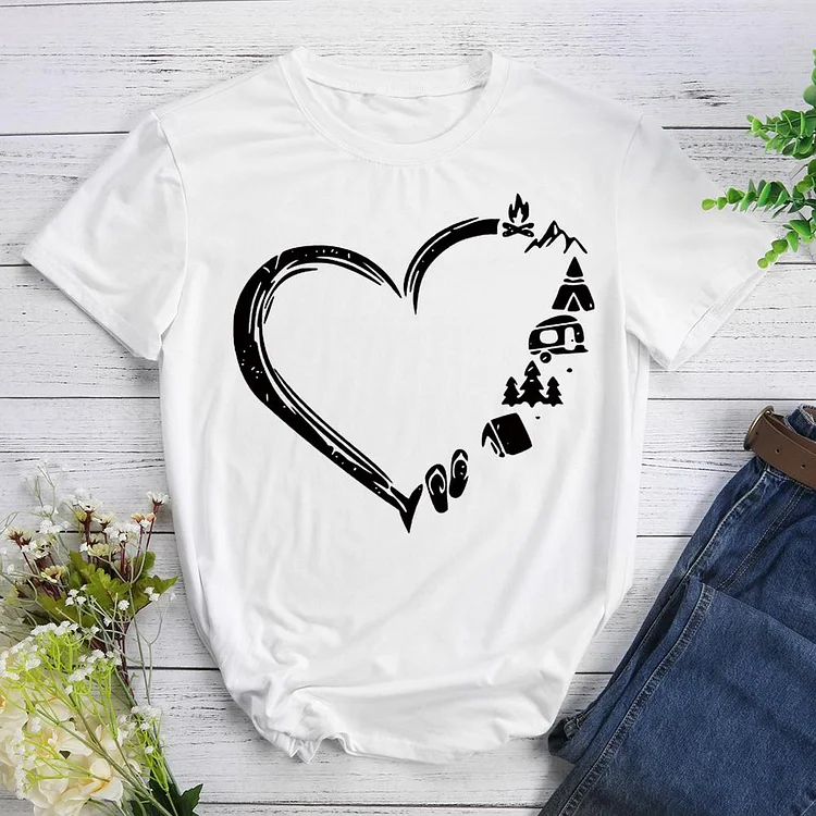AL™  Camping Heart T-shirt Tee -02195-Annaletters