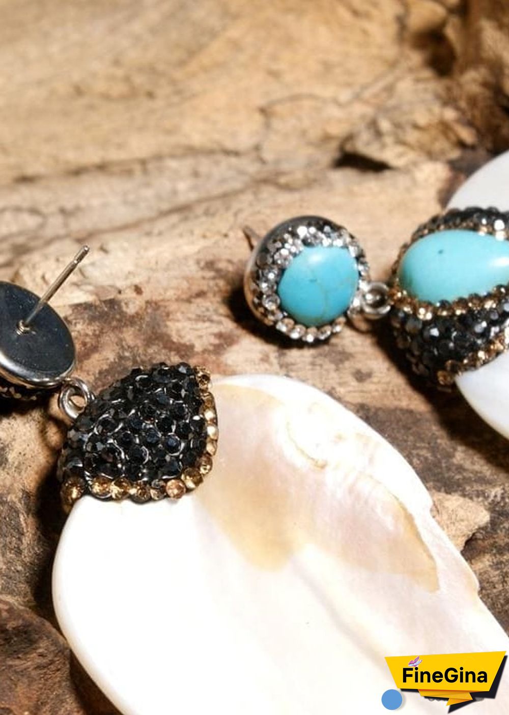 Boho Earrings, Dangle Earrings, Leaf White Shell