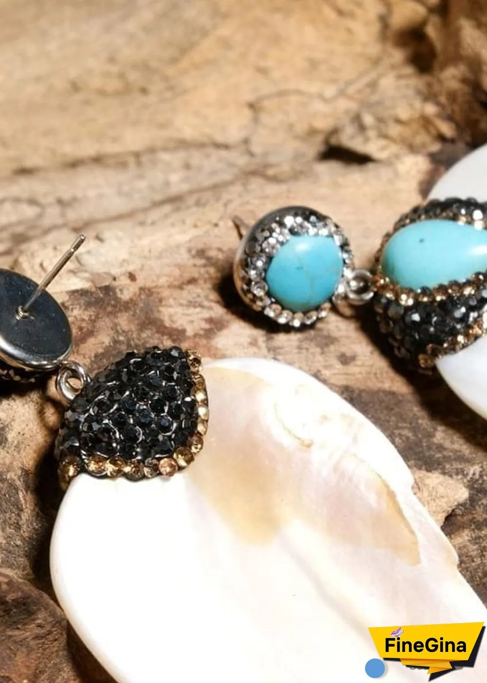 Boho Earrings, Dangle Earrings, Leaf White Shell