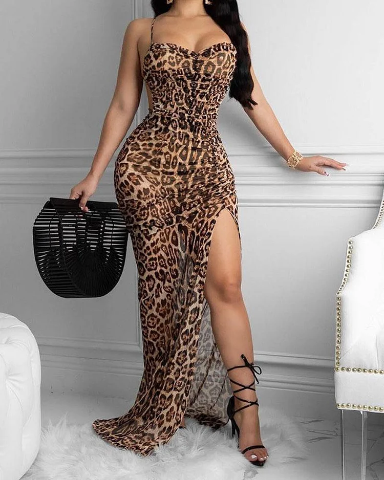 Leopard Print Tie Wrap Dress