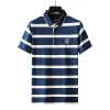 Men's Fashion Business Striped Lapel Short Sleeve POLO Shirt