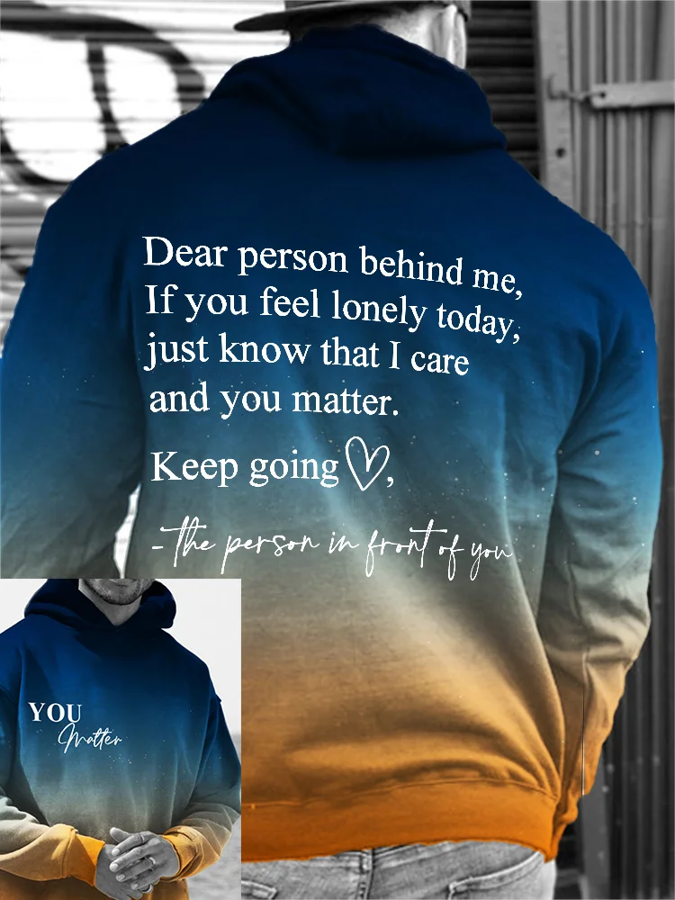 Men's Dear Person Behind Me Keep Going Sky Gradient Hoodie