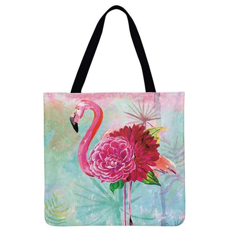 Linen Tote Bag - Ins Pink Flamingo