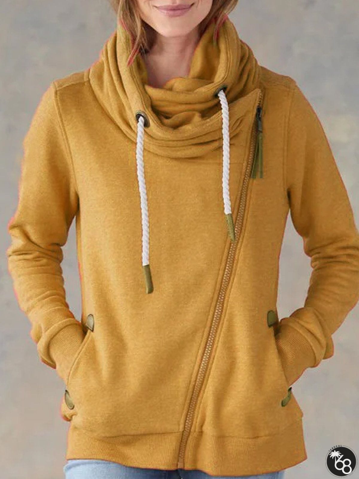 Zipper Solid Casual Warm Knit coat | 168DEAL