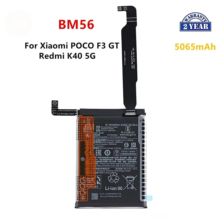 100% Orginal BM56 5065mAh Battery  For Xiaomi POCO F3 GT /Redmi K40 5G BM56  Phone Replacement Batteries