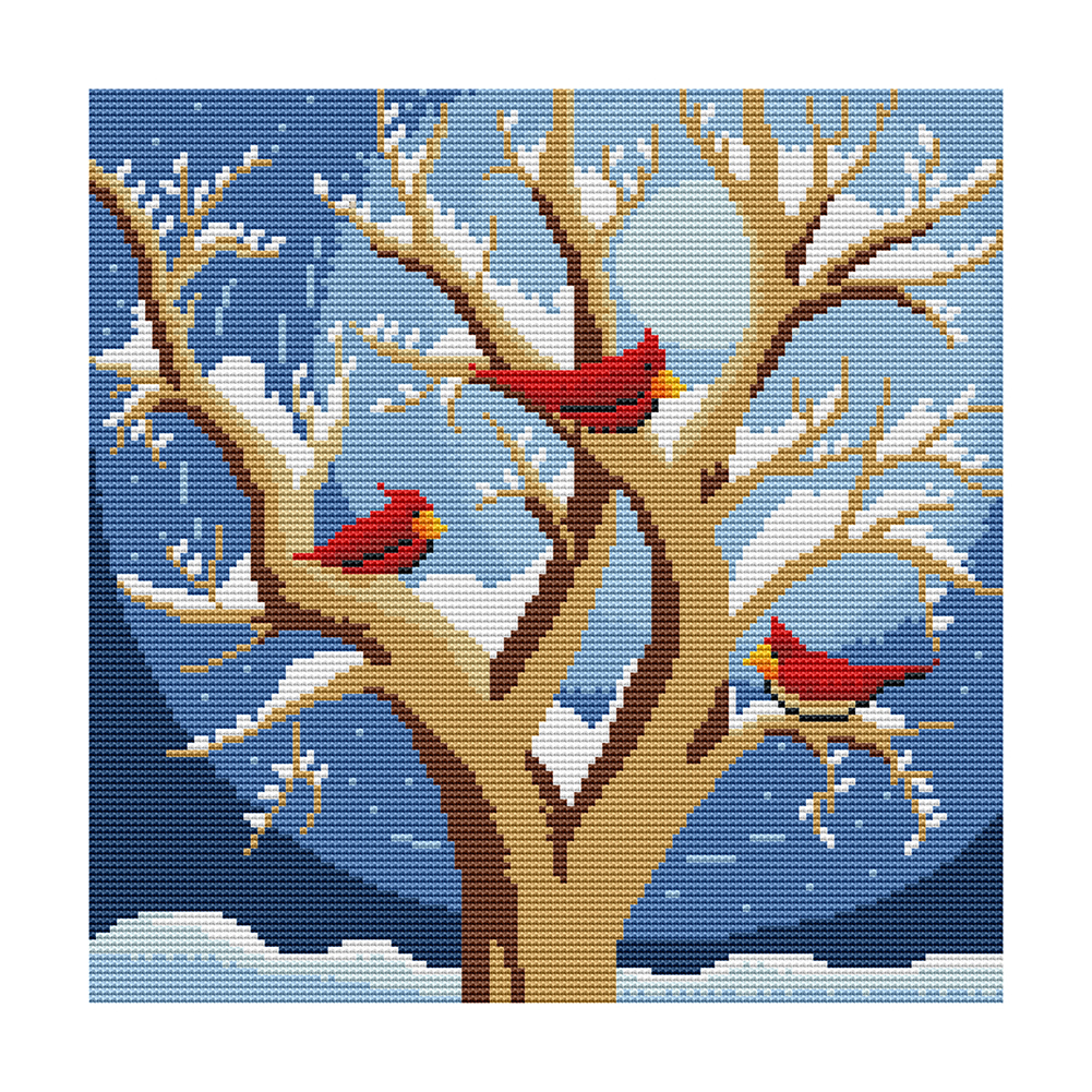 

Bird On Branch - 11CT Stamped Cross Stitch - 36*36CM, 501 Original