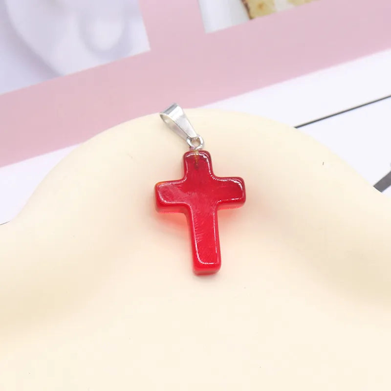 1 Piece 2.5*1.8cm Natural Stone Cross Pendant