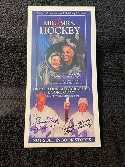 Gordie Howe Signed Autographed Book Ad Card Mr and Mrs Hockey 8x4