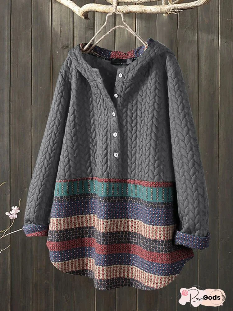 Gray Hoodie Long Sleeve Shirt Blouses