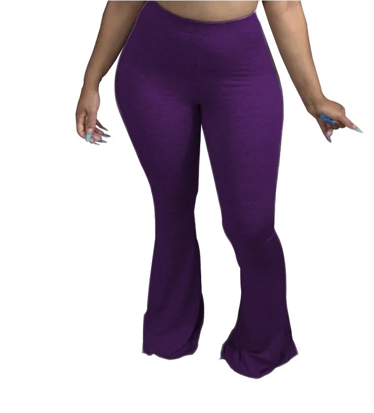 CM.YAYA Casual S-4XL Women Elastic Wide Leg Flare Pants Leggings High Waist Trousers Draped Jogger Pants Sweatpants