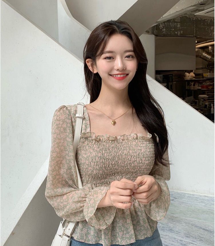 Transparent Vintage Print Shirt Oversize Tops Women Long sleeve Girls Chiffon Blouse Summer Women Blouses Plus Size femme Blusas