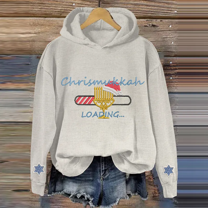 Hanukkah Christmas Loading Print Casual Hoodie