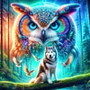 Luxury AB Velvet Diamond Painting Kit - Owl and Wolf