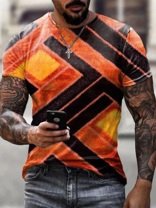 Guy Print Casual T-Shirt-14