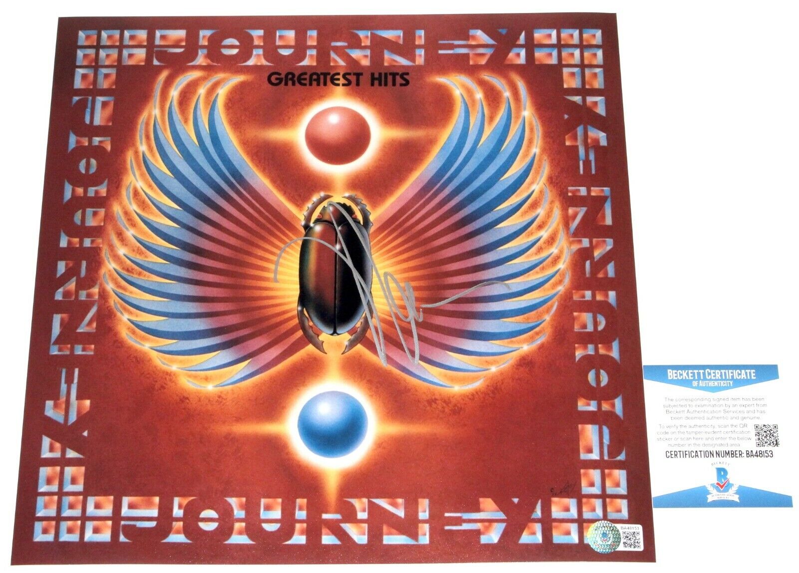 NEAL SCHON SIGNED JOURNEY GREATEST HITS 12x12 ALBUM FLAT Photo Poster painting BECKETT COA BAS