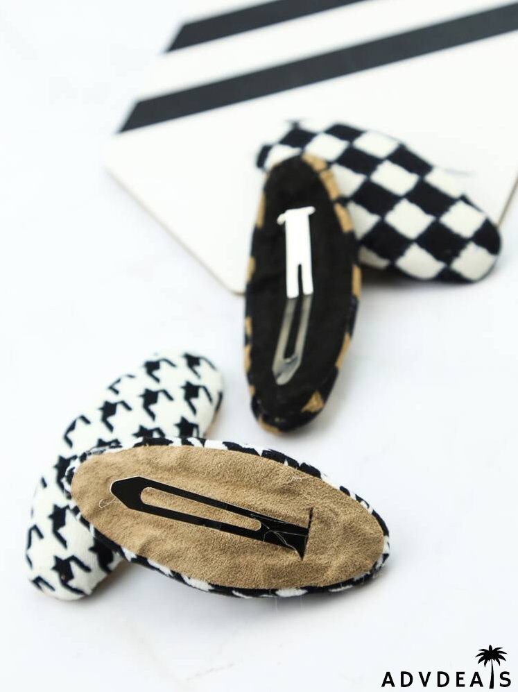 4pcs Plaid & Houndstooth Pattern Hair Clip