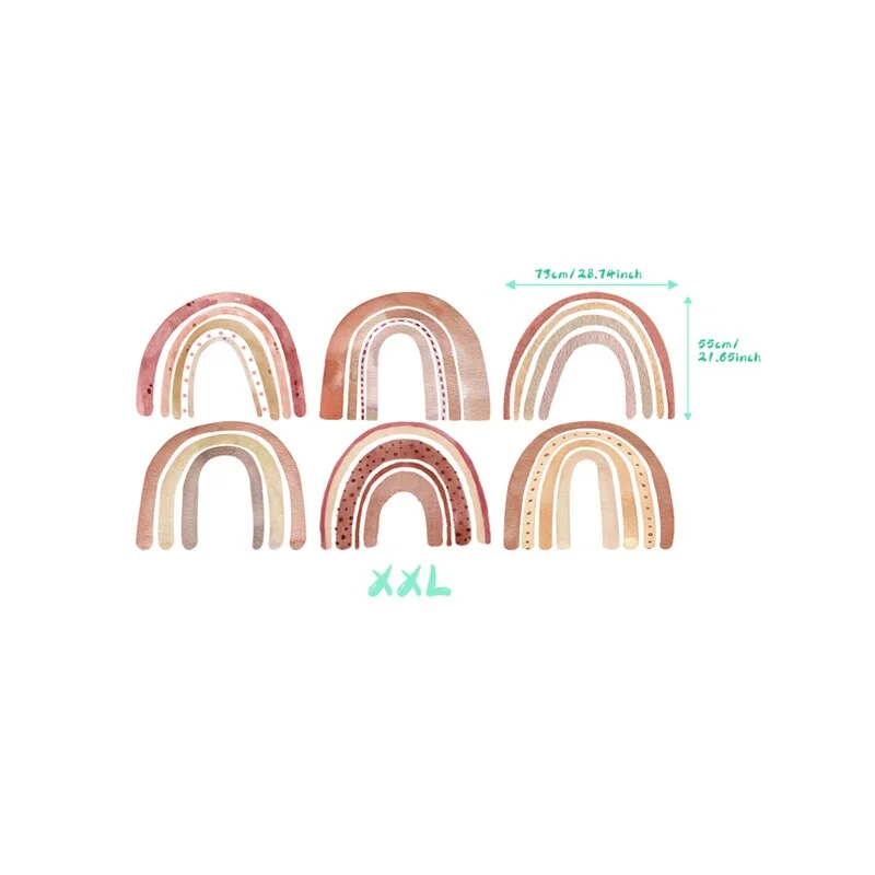 Creative Watercolour Brown Big Rainbow Kindergarten Wall Stickers for Children's Room Living Room Nursery Home Decor Wallpaper