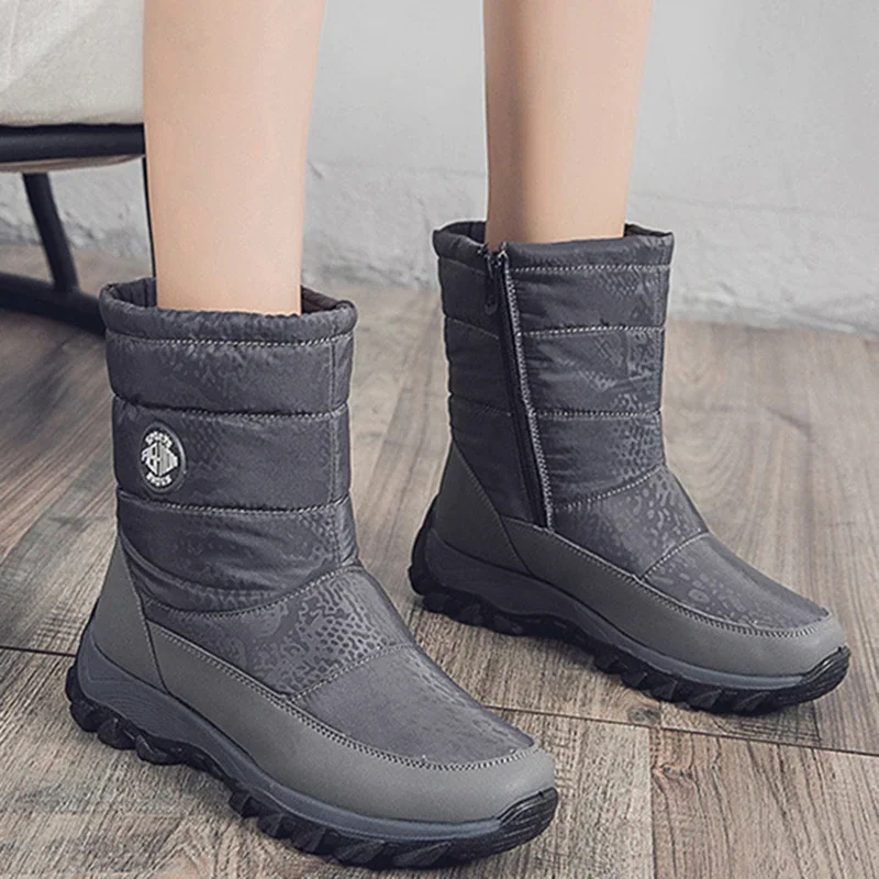 Qengg Women Boots Snow Flat Women's Boots Waterproof Platform Boots Zipper Ladies Shoes Round Toe Casual Botas Mujer Winter Shoes