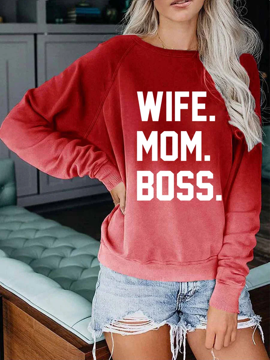Wife Mom Boss Gradient Sweatshirt