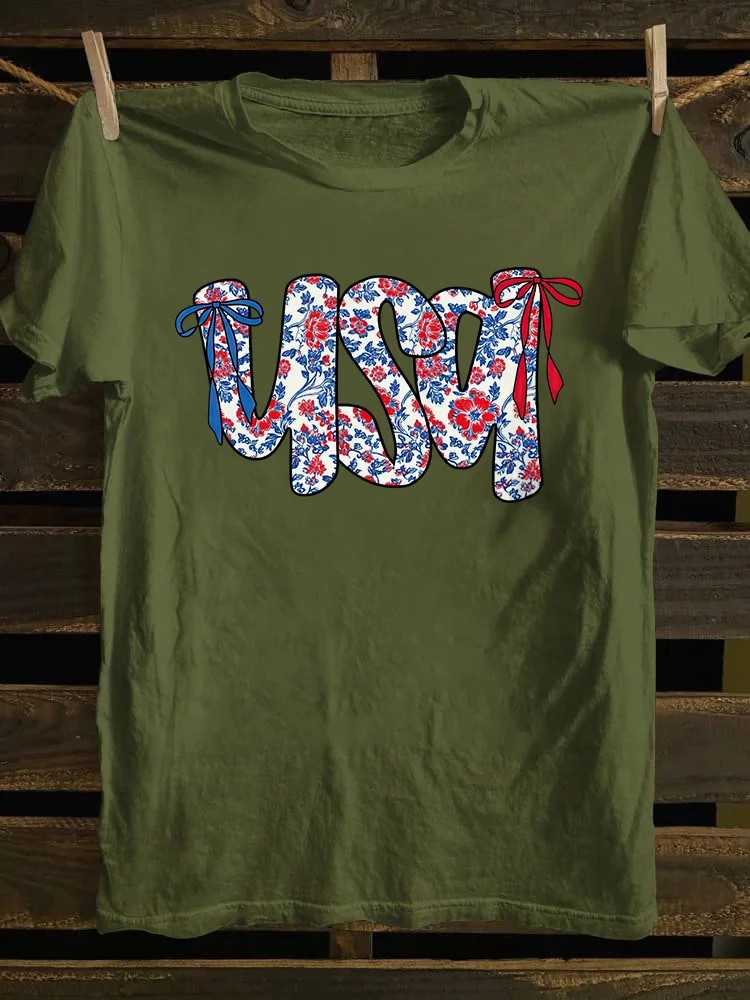 Floral Coquette USA T-shirt