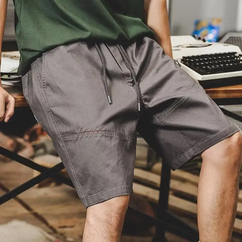 Thingsroom Vintage Cargo Shorts – Big Size Oversize Men’s Summer Shorts with Pockets, Solid Comfortable Casual Wide Leg Style  