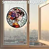 (25cm)DIY Acrylic Jigsaw Puzzle Window Hanging with Hanging Chain DIY Stained Glass Decoration Round Window Puzzle Decor for DIY Craft Project (Stained Glass Floral Lady)
